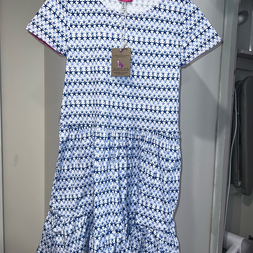 Joules Blue and White Star Pattern Dress